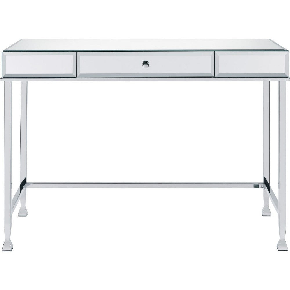 Benjara Rectangular Storage Writing Desk, White