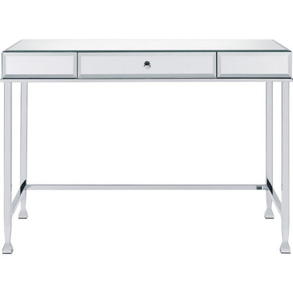 Benjara Rectangular Storage Writing Desk, White