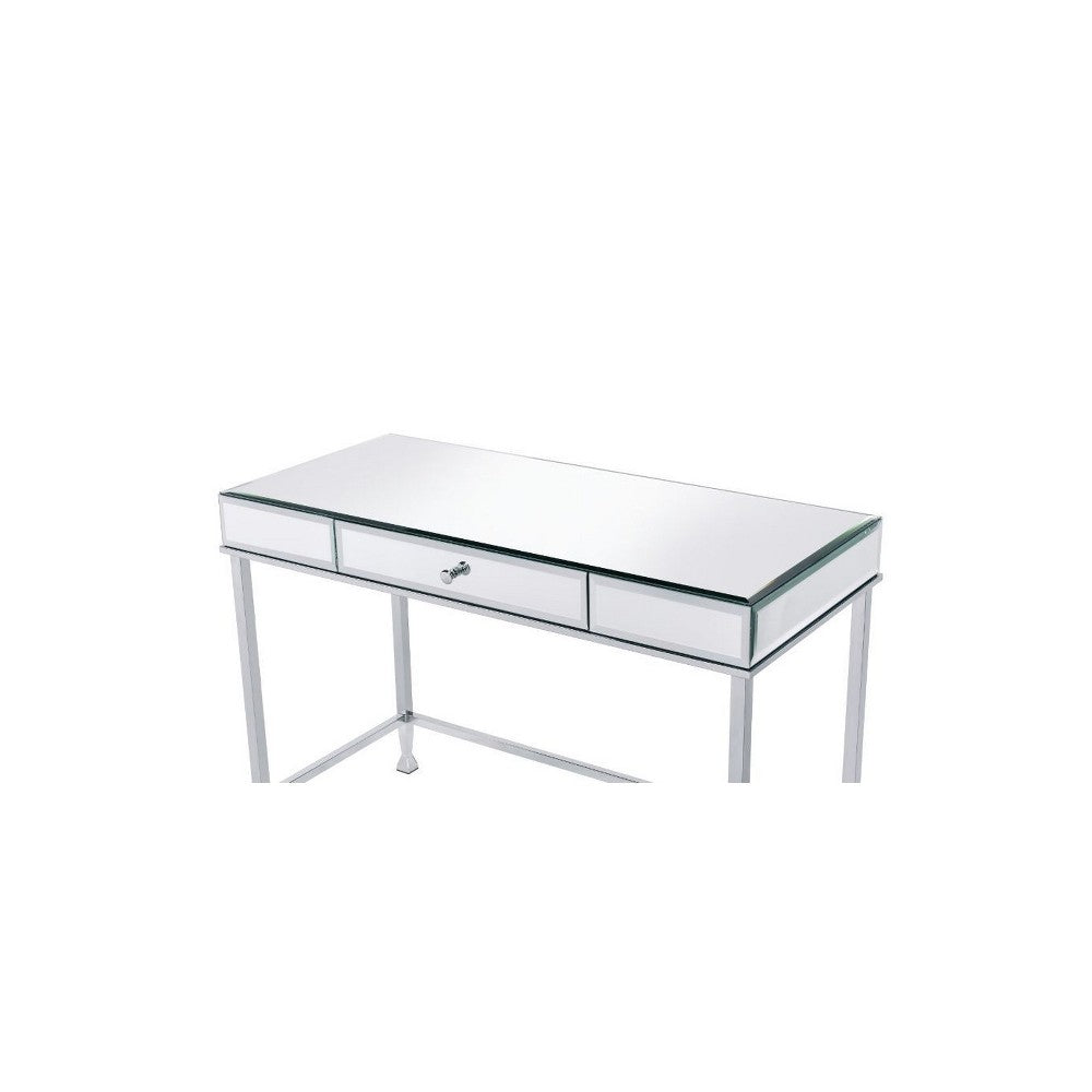 Benjara Rectangular Storage Writing Desk, White