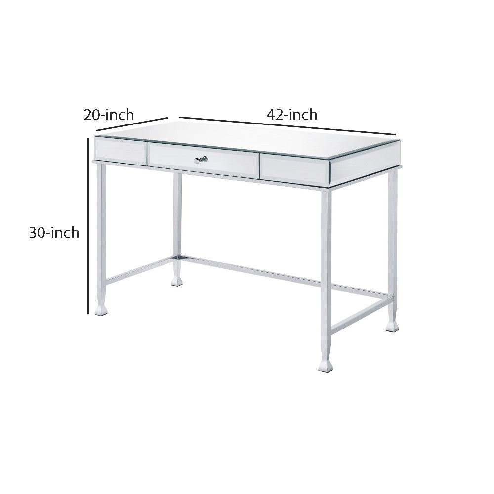 Benjara Rectangular Storage Writing Desk, White