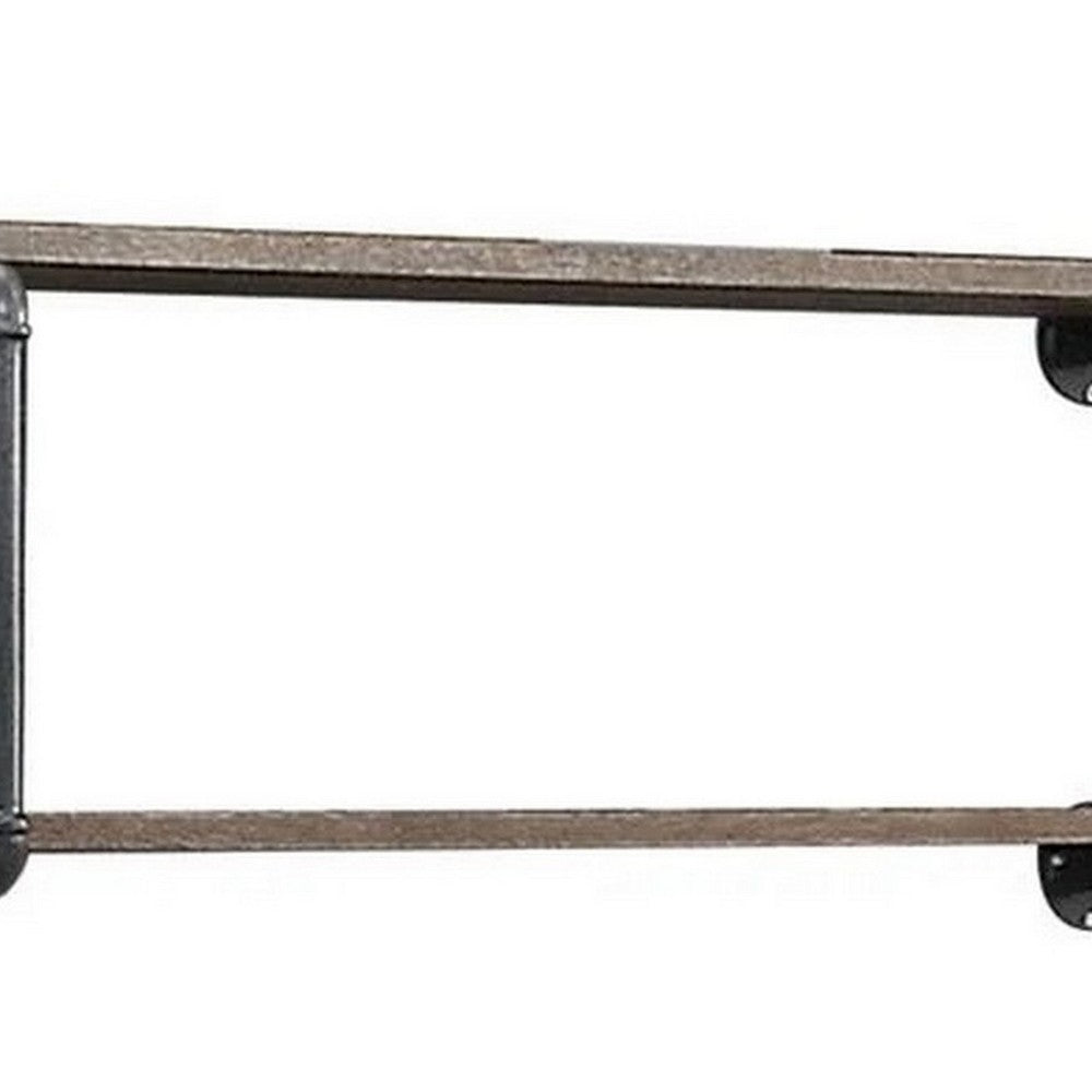 Benjara Antique Metal Framed Wall Rack, Brown And Gray