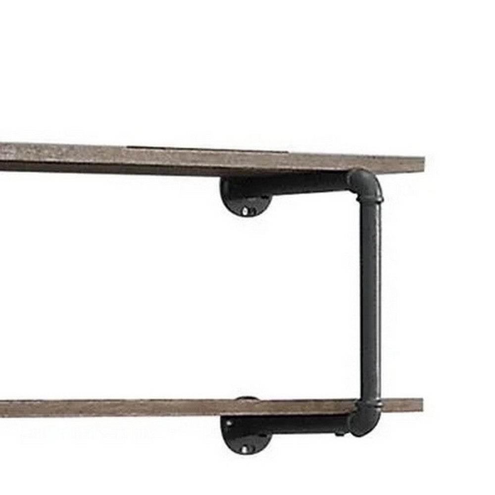 Benjara Antique Metal Framed Wall Rack, Brown And Gray
