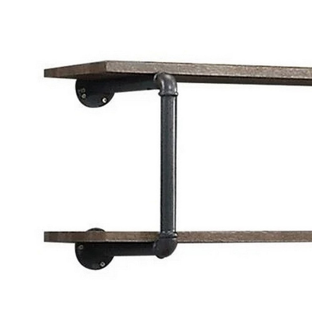 Benjara Antique Metal Framed Wall Rack, Brown And Gray