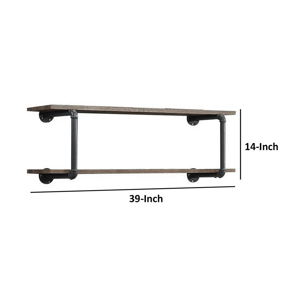 Benjara Antique Metal Framed Wall Rack, Brown And Gray