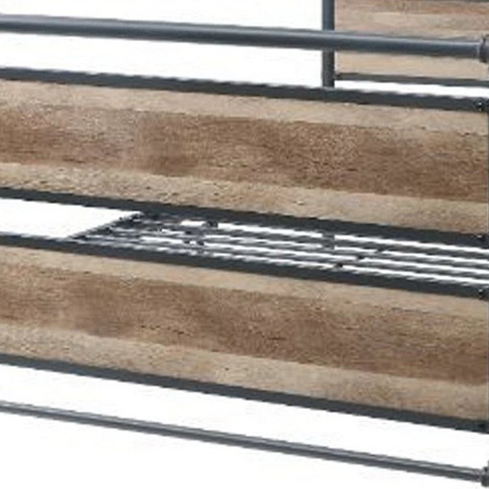Benjara Metal Framed Full Bed, Brown And Gray