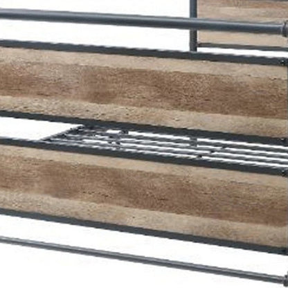 Benjara Metal Framed Full Bed, Brown And Gray