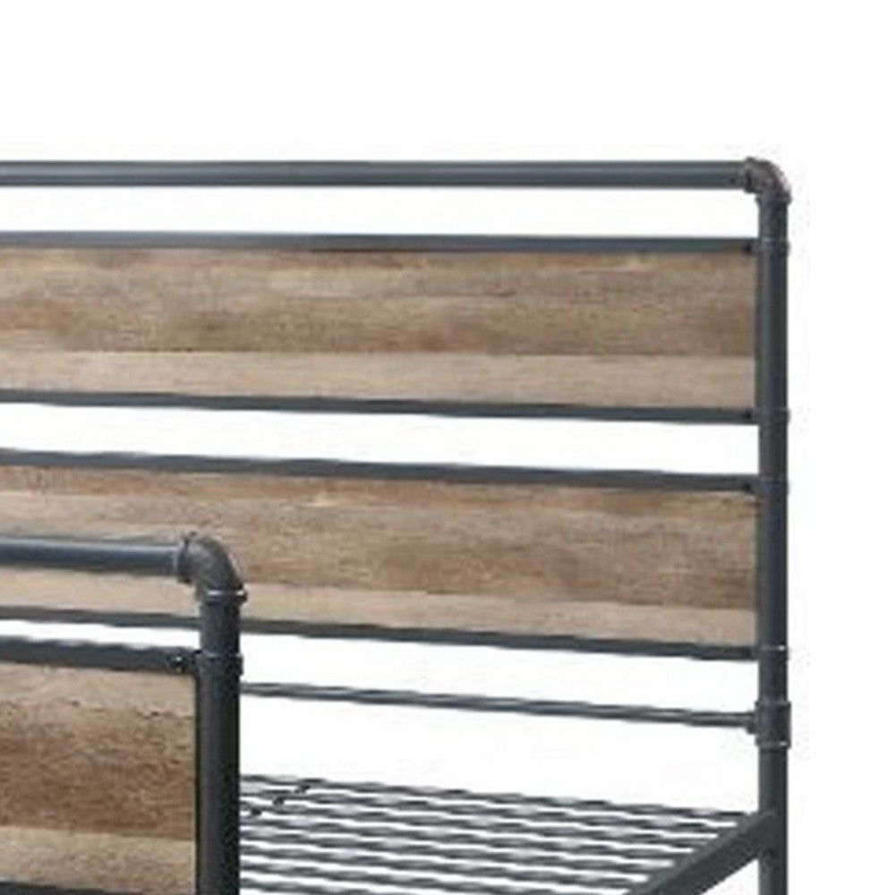 Benjara Metal Framed Full Bed, Brown And Gray