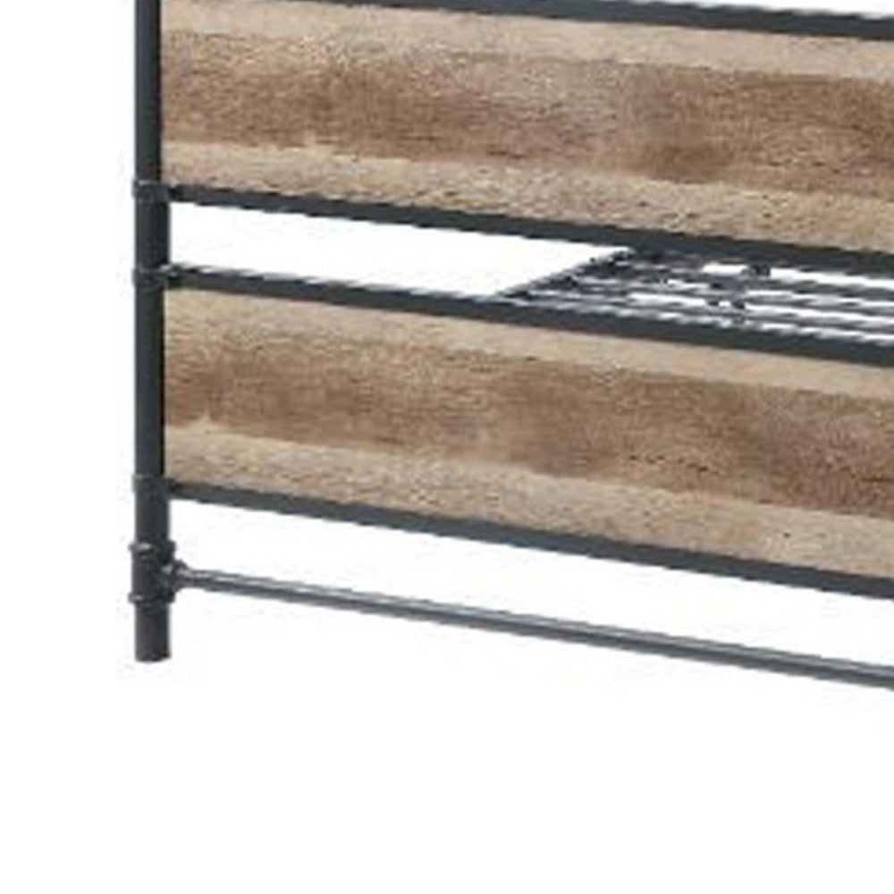 Benjara Metal Framed Full Bed, Brown And Gray