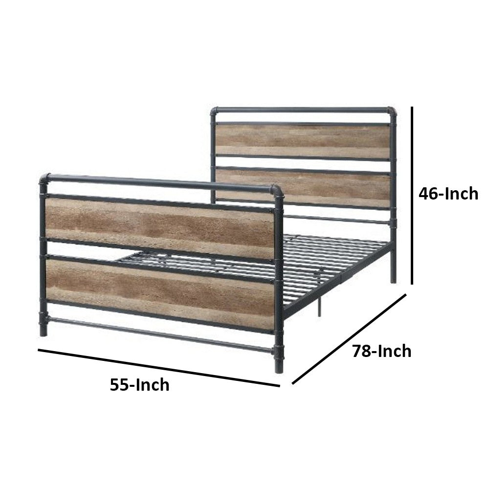 Benjara Metal Framed Full Bed, Brown And Gray