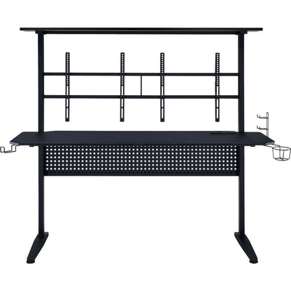 Benjara Gaming Table with USB-Port, Black