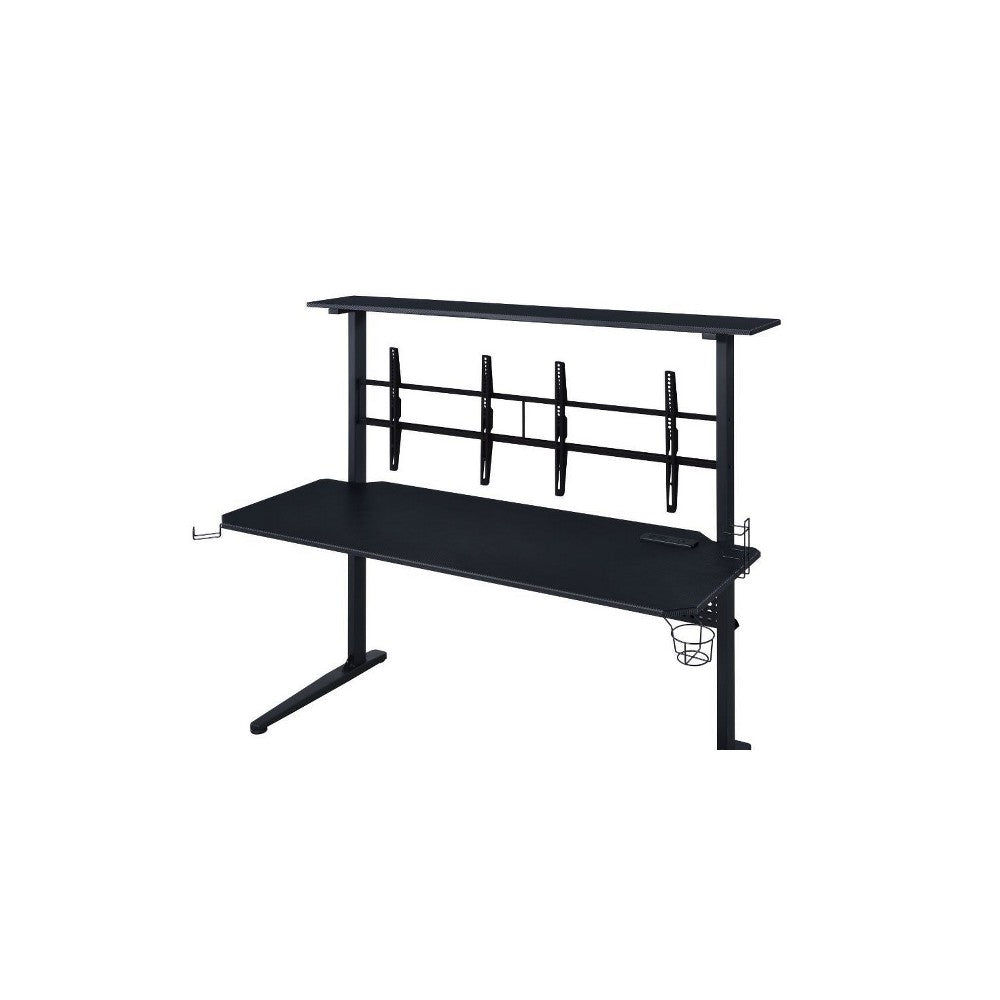 Benjara Gaming Table with USB-Port, Black