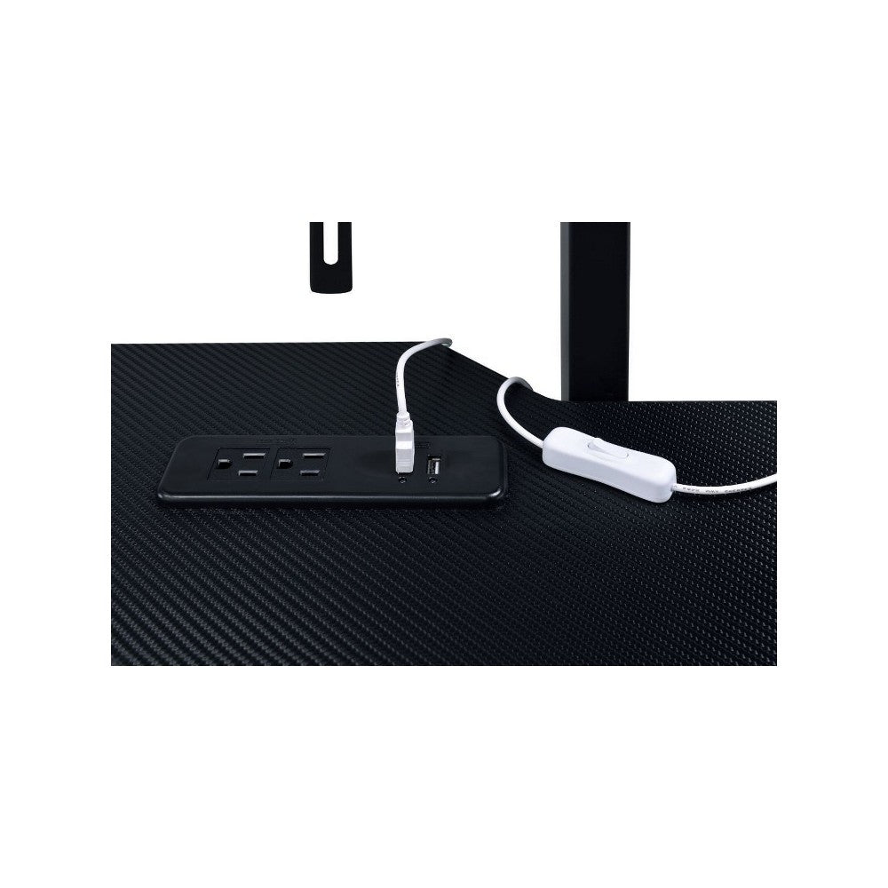 Benjara Gaming Table with USB-Port, Black