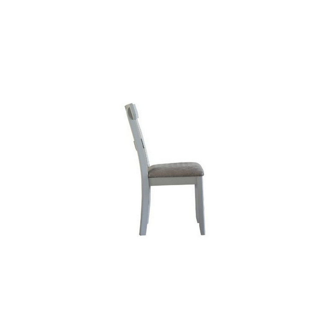 Benjara Side Chair with Fabric Seat And Open Back, Set of 2, Beige