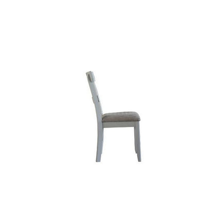 Benjara Side Chair with Fabric Seat And Open Back, Set of 2, Beige