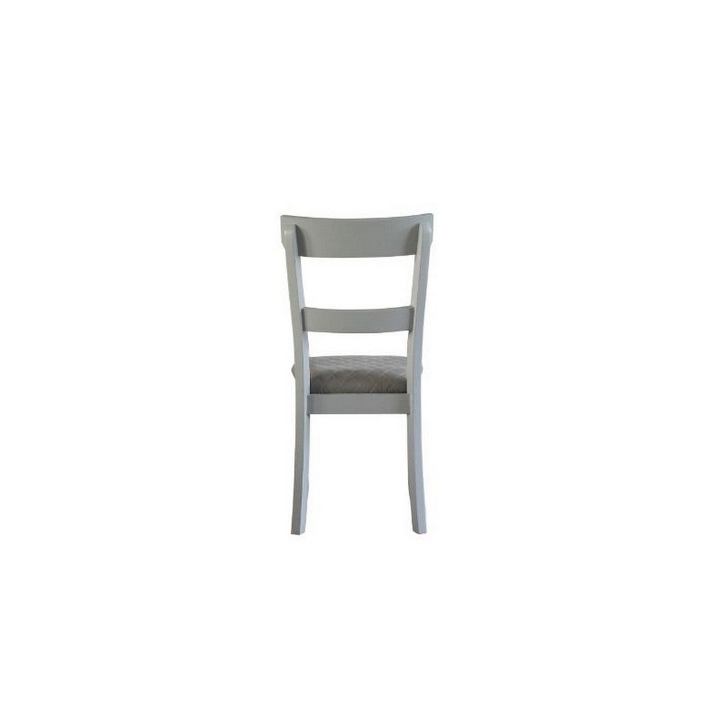 Benjara Side Chair with Fabric Seat And Open Back, Set of 2, Beige