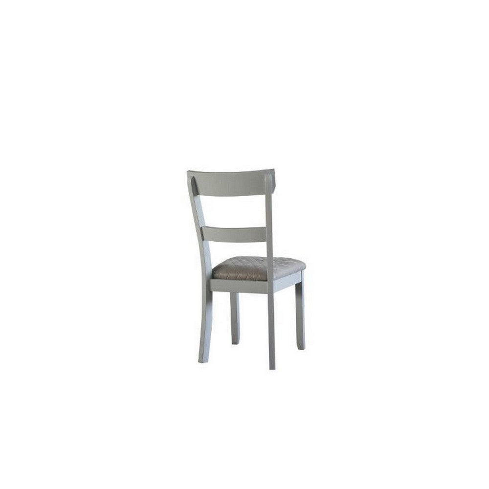 Benjara Side Chair with Fabric Seat And Open Back, Set of 2, Beige