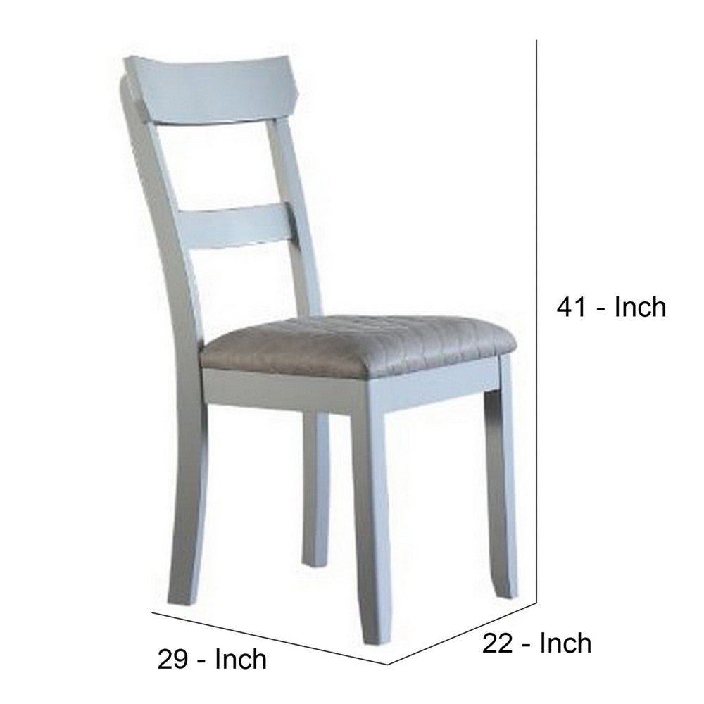 Benjara Side Chair with Fabric Seat And Open Back, Set of 2, Beige