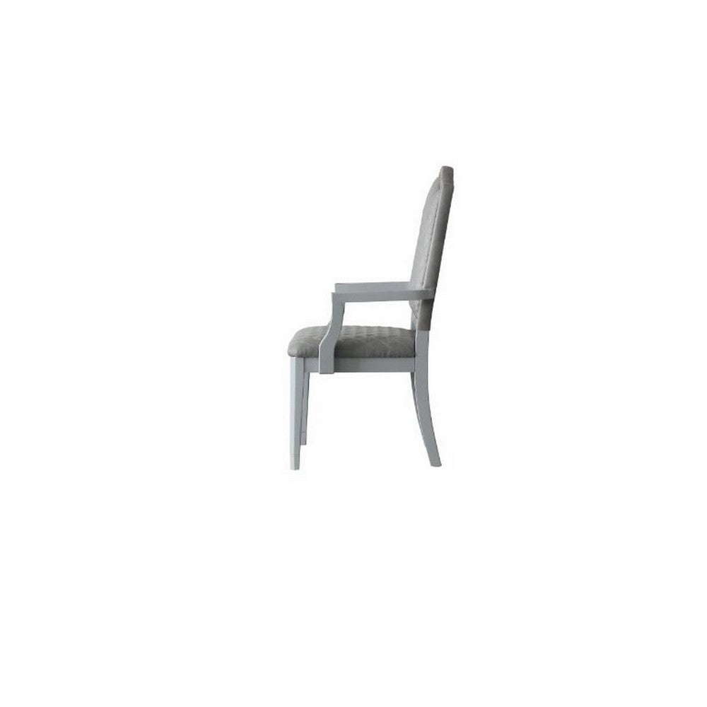 Benjara Arm Chair with Padded Seat And Arched Top, Set of 2, Beige