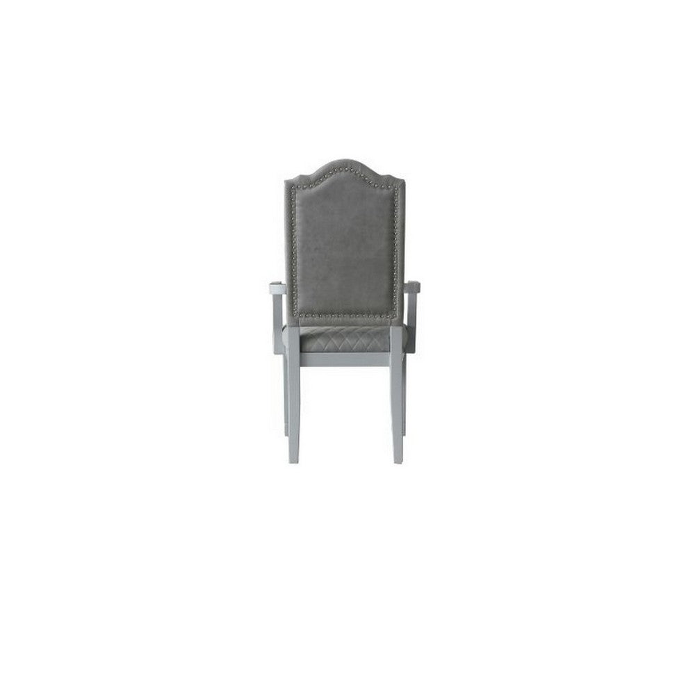 Benjara Arm Chair with Padded Seat And Arched Top, Set of 2, Beige