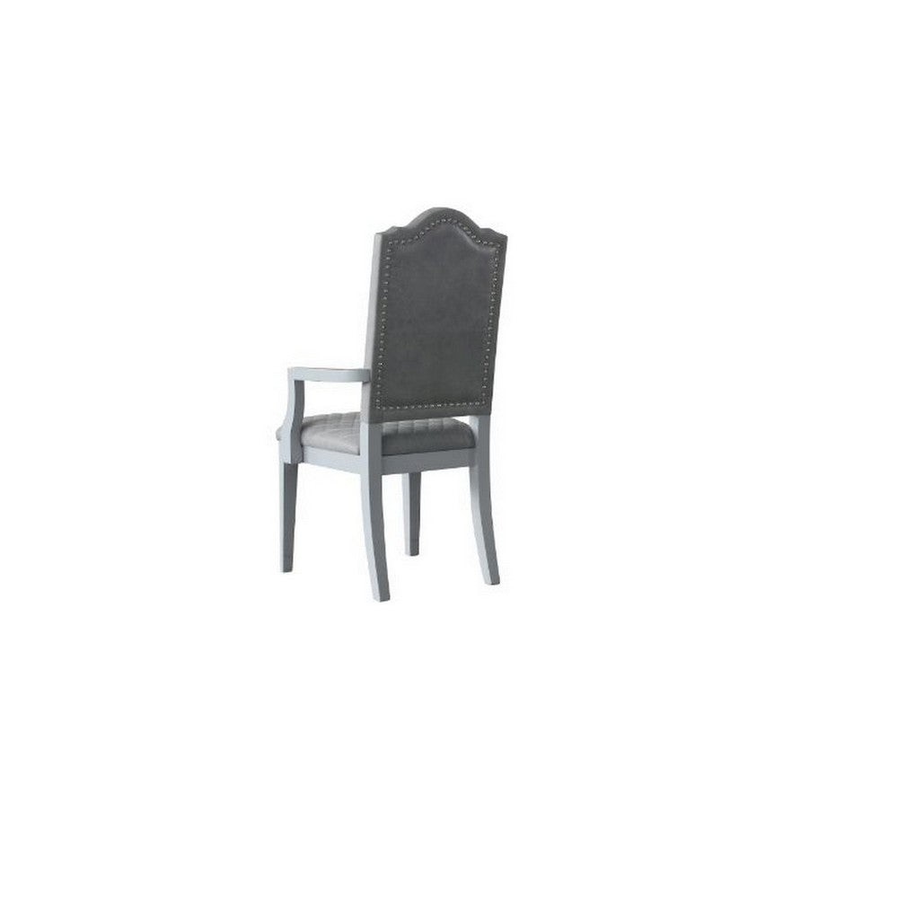 Benjara Arm Chair with Padded Seat And Arched Top, Set of 2, Beige