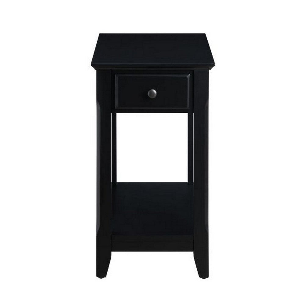 Benjara Accent Table with 1 Drawer And Bottom Shelf, Black