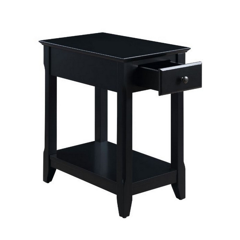 Benjara Accent Table with 1 Drawer And Bottom Shelf, Black