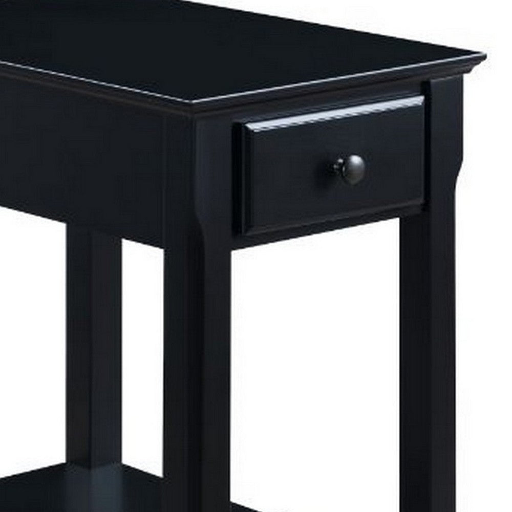 Benjara Accent Table with 1 Drawer And Bottom Shelf, Black