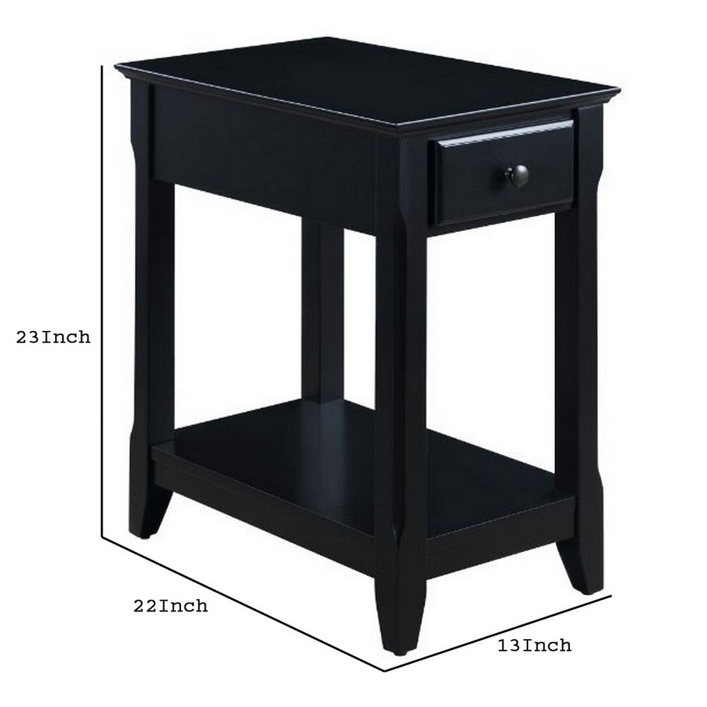 Benjara Accent Table with 1 Drawer And Bottom Shelf, Black