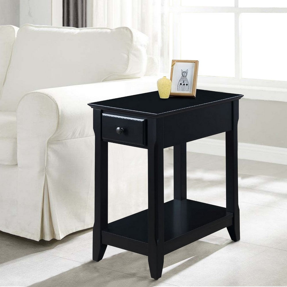 Benjara Accent Table with 1 Drawer And Bottom Shelf, Black