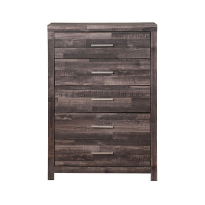 Benjara Chest with Rough Hewn Saw Texture And Panel Base, Rustic Gray