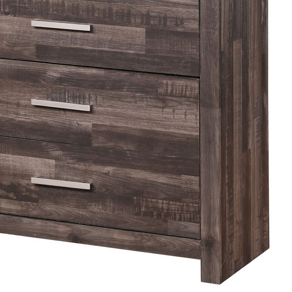 Benjara Chest with Rough Hewn Saw Texture And Panel Base, Rustic Gray