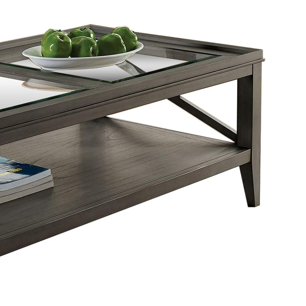 Benjara Coffee Table With Tapered Legs, Gray