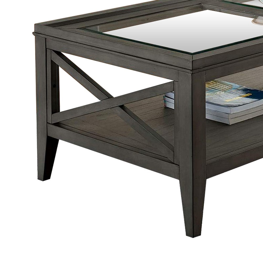 Benjara Coffee Table With Tapered Legs, Gray