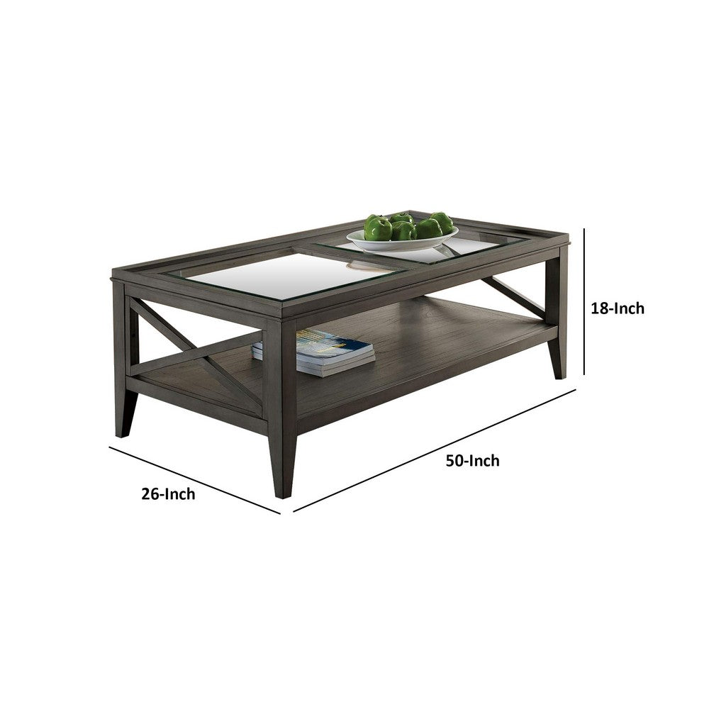 Benjara Coffee Table With Tapered Legs, Gray