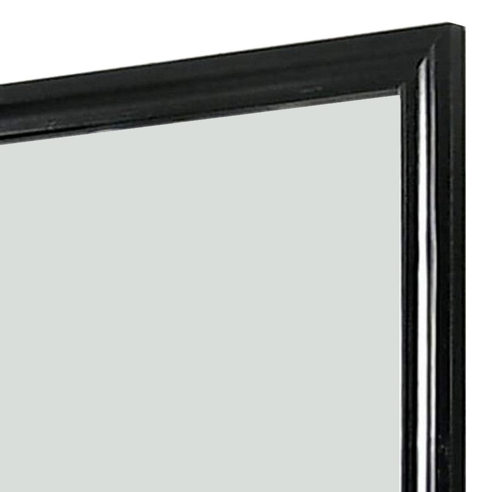 Benjara Mirror with Wooden Frame And Molded Detail, Black