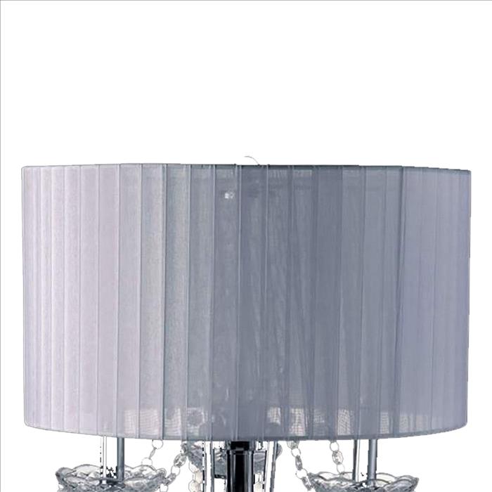Benjara Table Lamp with Hanging Crystal Droplets, White