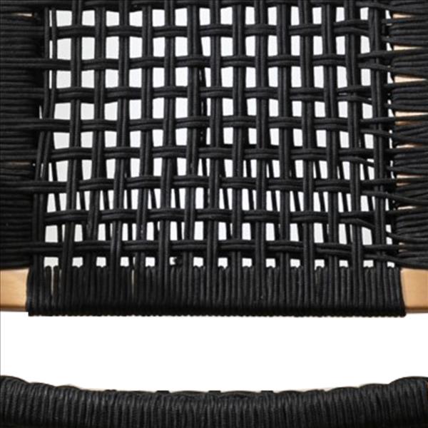 Benjara Accent Chair with Rope Woven Seat And Wooden Frame, Brown And Black