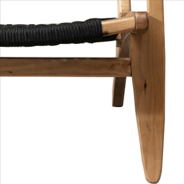 Benjara Accent Chair with Rope Woven Seat And Wooden Frame, Brown And Black
