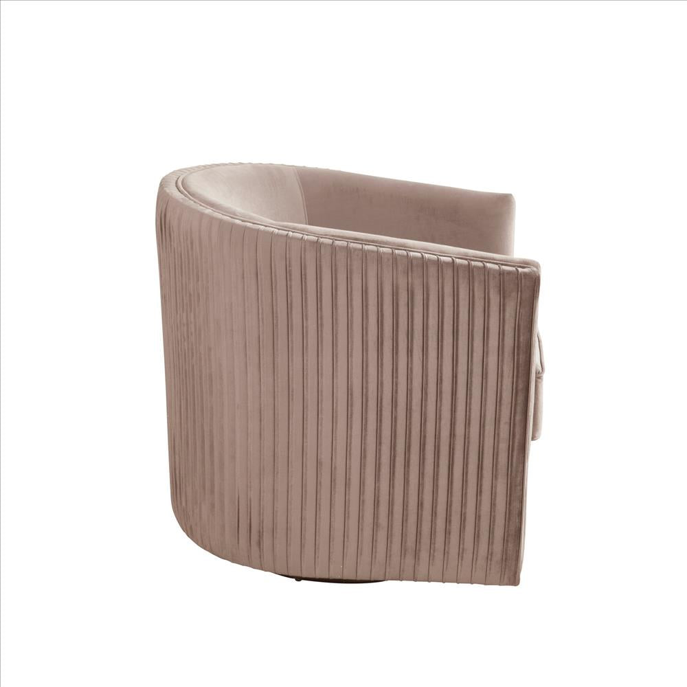 Benjara Swivel Chair with Fabric Seat And Curved Back, Light Gray