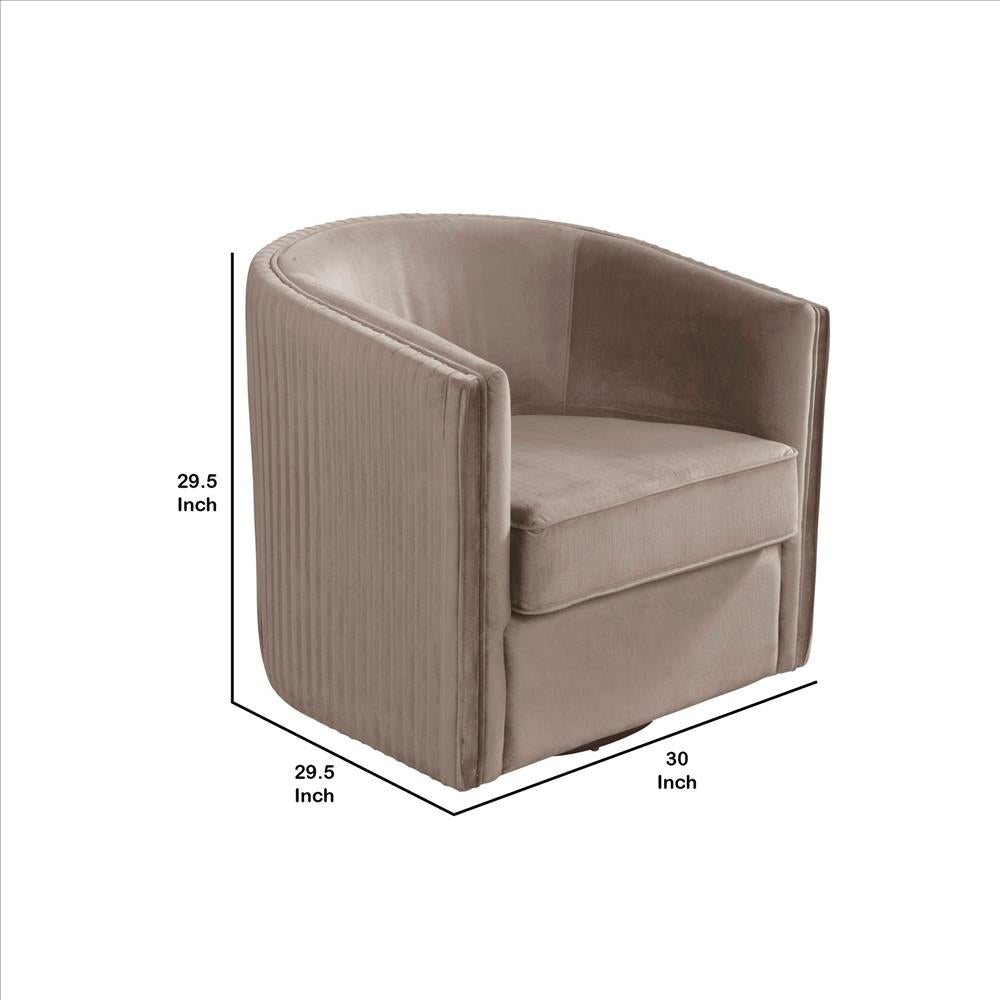 Benjara Swivel Chair with Fabric Seat And Curved Back, Light Gray