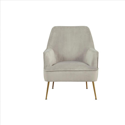 Benjara Accent Chair with T Cushioned Seat And Metal Legs, Gray