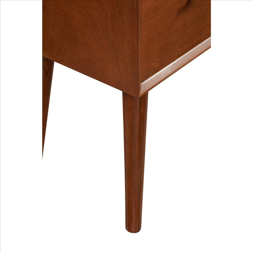 Benjara End Table with 1 Drawer And Angled Legs, Brown