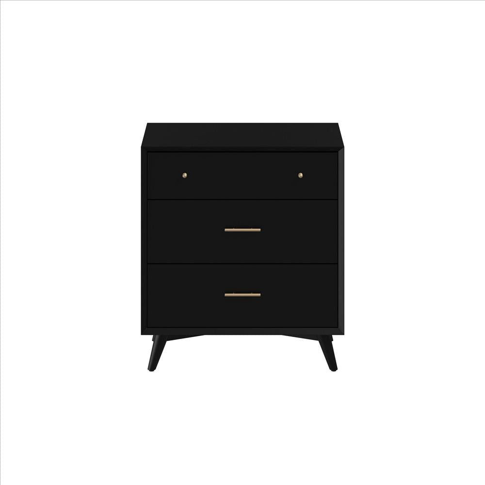 Benjara Chest with 3 Drawers And Angled Legs, Black