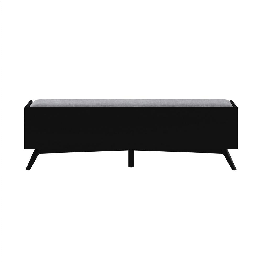 Benjara Bench with Fabric Padded Seat And 2 Drawers, Black