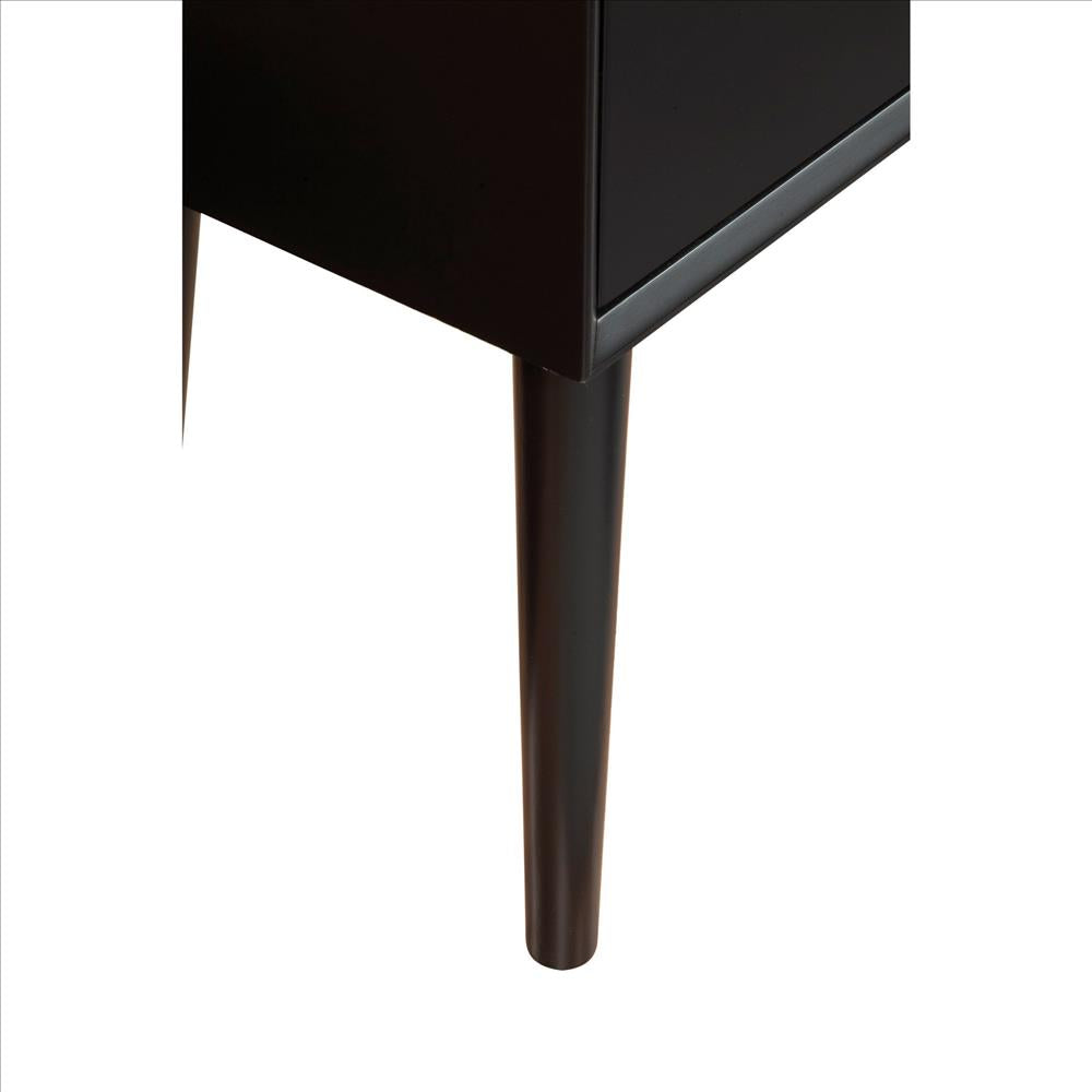 Benjara End Table with 1 Drawer And Angled Legs, Black