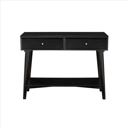 Benjara Console Table with 2 Drawers And Angled Legs, Black