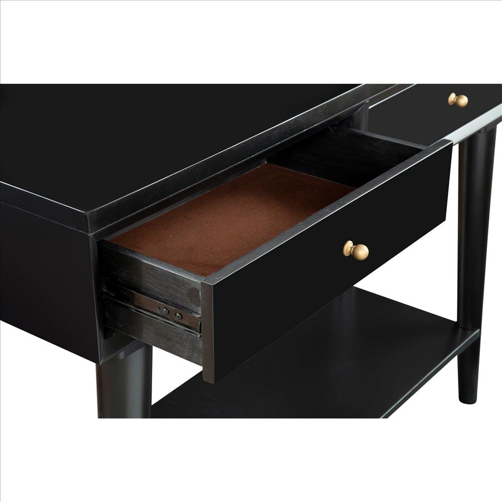 Benjara Console Table with 2 Drawers And Angled Legs, Black