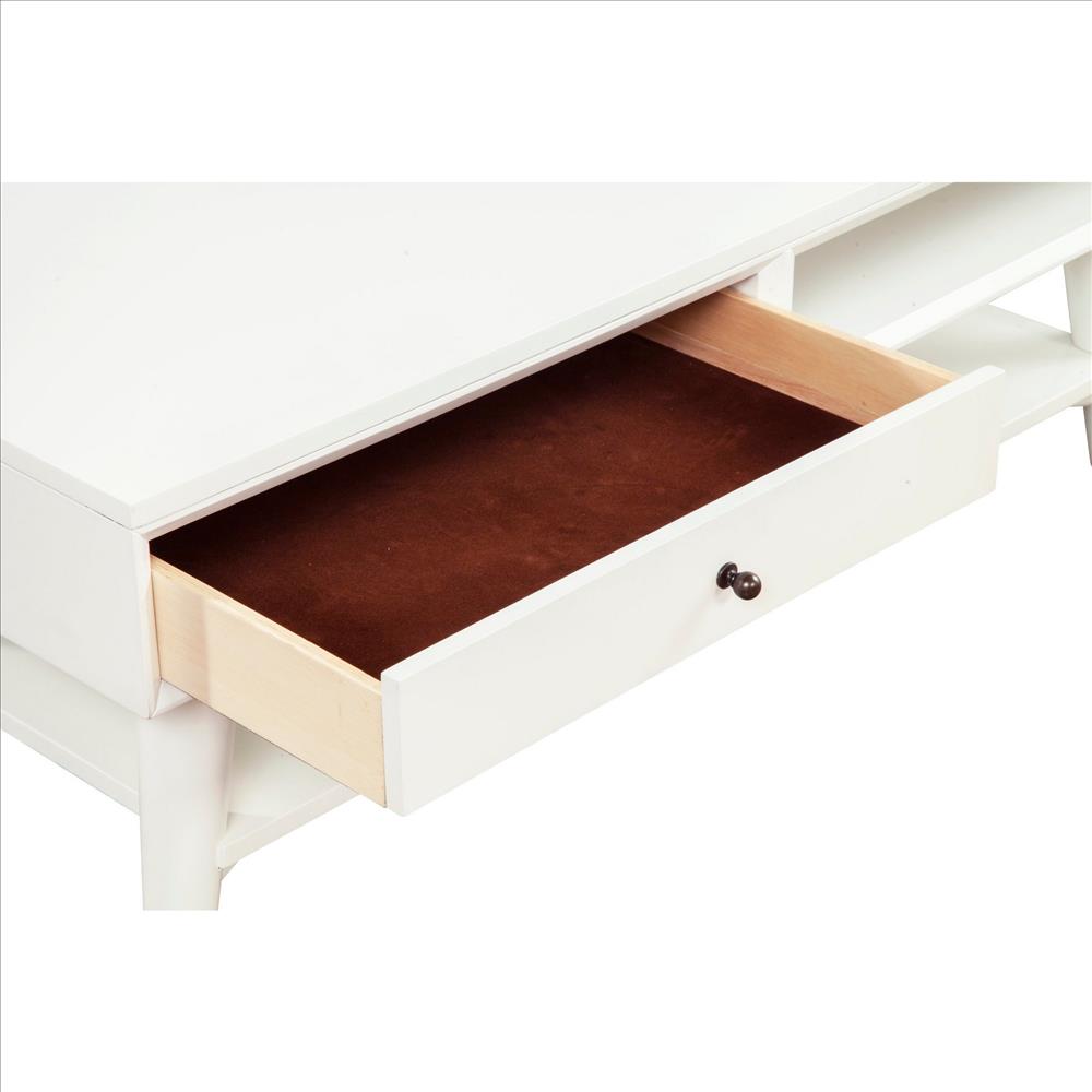 Benjara Coffee Table with 1 Drawer And Open Shelf, White