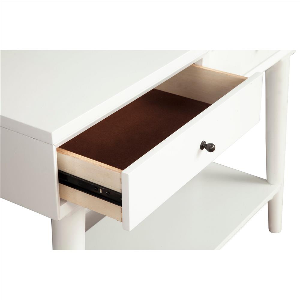 Benjara Console Table with 2 Drawers And Angled Legs, White