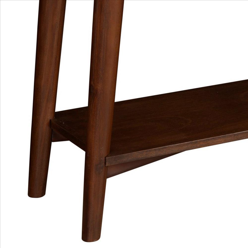 Benjara Console Table with 2 Drawers And Angled Legs, Walnut Brown